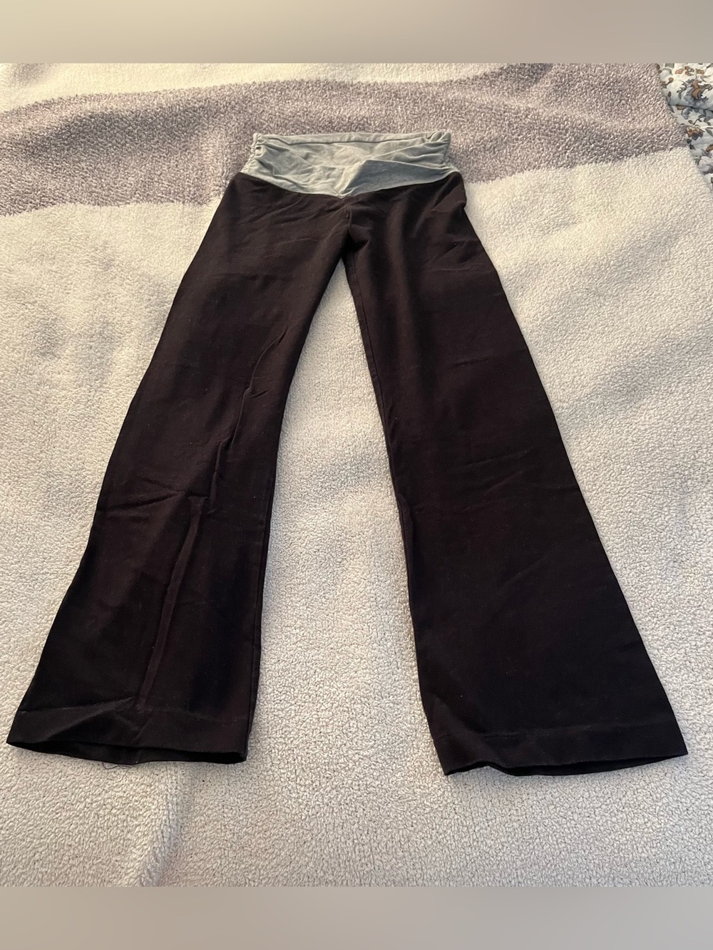 Victoria’s Secret Yoga Black Wide Leg Yoga Pants with Grey Waistband